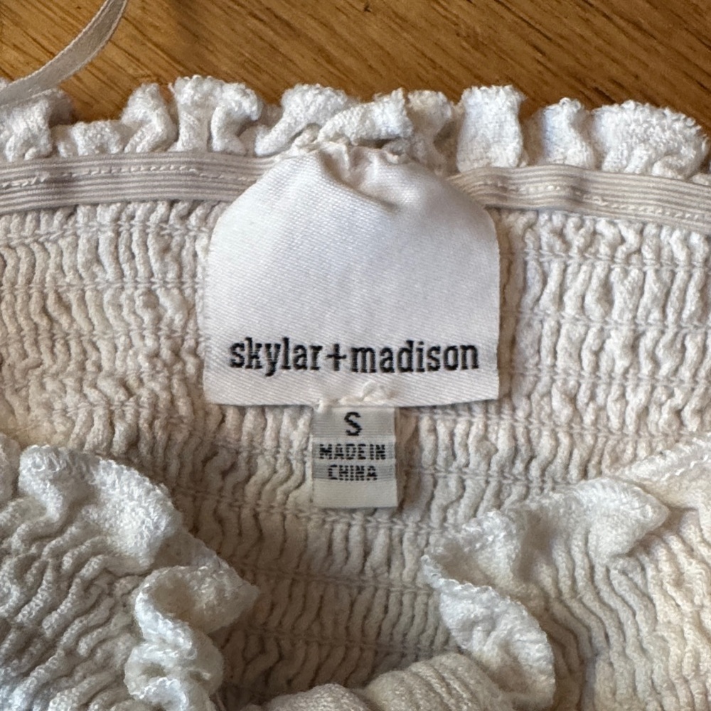 Skylar + Madison White Smocked Ruffle Top - Picture 2 of 3